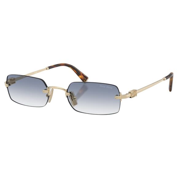 New MIU MIU Sunglasses Gold Blue Gradient Rectangle Square MIU MIU - Picture 1 of 6